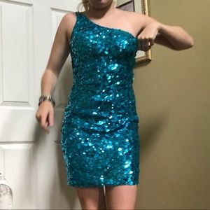BLUE SEQUIN SCALA DRESS